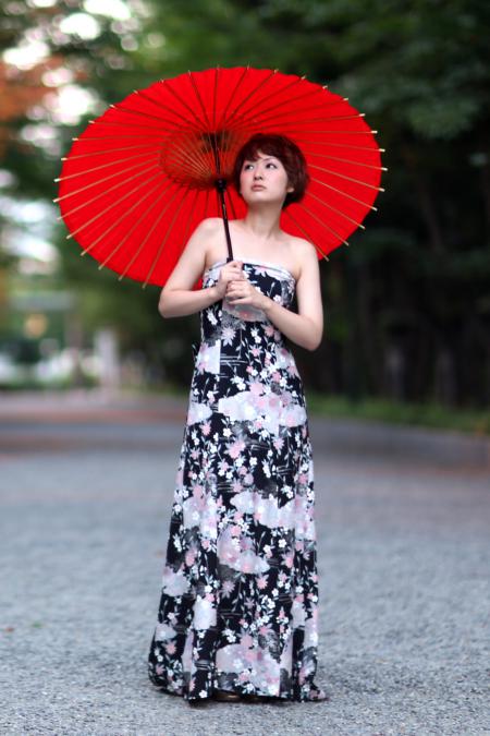 Kimono Dress Black Komon [Floral]5