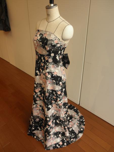 Kimono Dress Black Komon [Floral]7