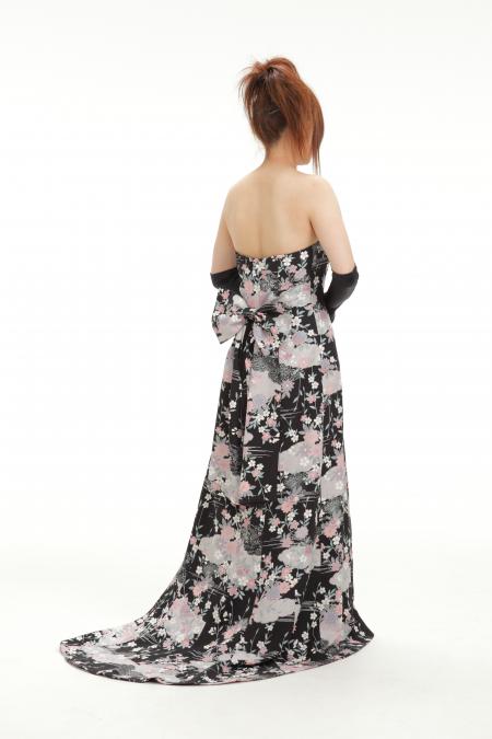 Kimono Dress Black Komon [Floral]3