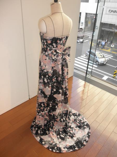 Kimono Dress Black Komon [Floral]10