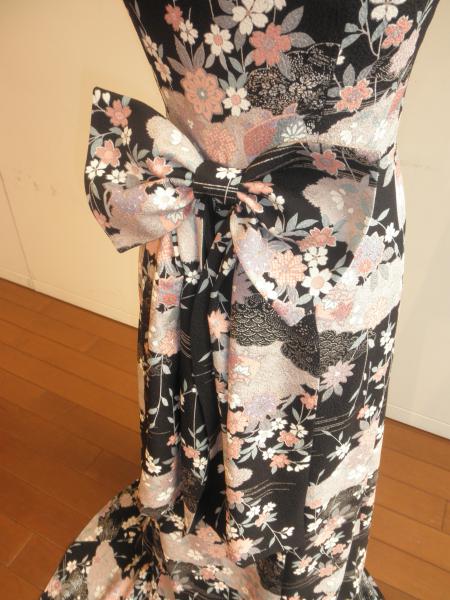 Kimono Dress Black Komon [Floral]12