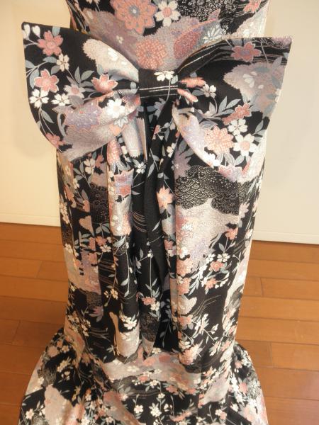 Kimono Dress Black Komon [Floral]13