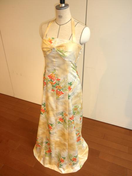 Kimono Dress Champagne Gold Komon [Floral]6