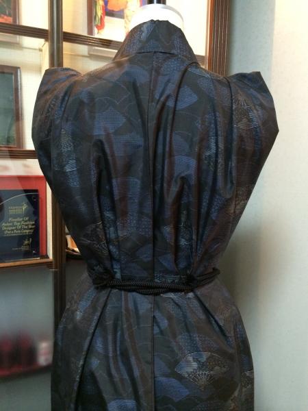 Kimono Dress Navy Blue Oshima Tsumugi [Fan]11