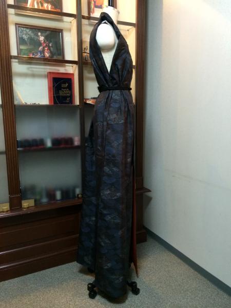 Kimono Dress Navy Blue Oshima Tsumugi [Fan]13