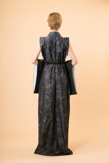 Kimono Dress Navy Blue Oshima Tsumugi [Fan]22