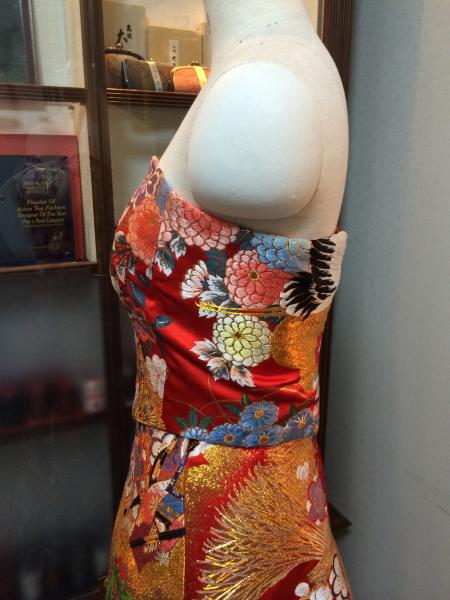 Kimono Dress Red Uchikake [Crane Floral]11