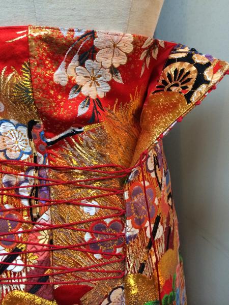 Kimono Dress Red Uchikake [Crane Floral]25