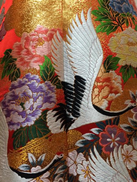 Kimono Dress Red Uchikake [Crane Floral]3