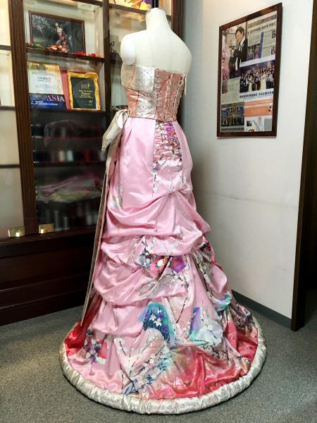 Kimono Dress Pink Furisode Obi [Floral,Fan]1