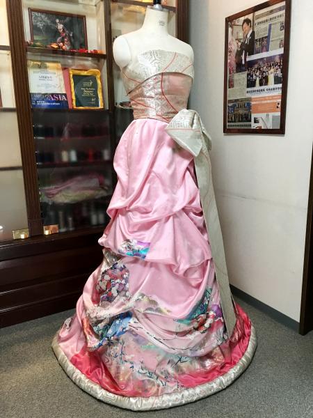 Kimono Dress Pink Furisode Obi [Floral,Fan]13