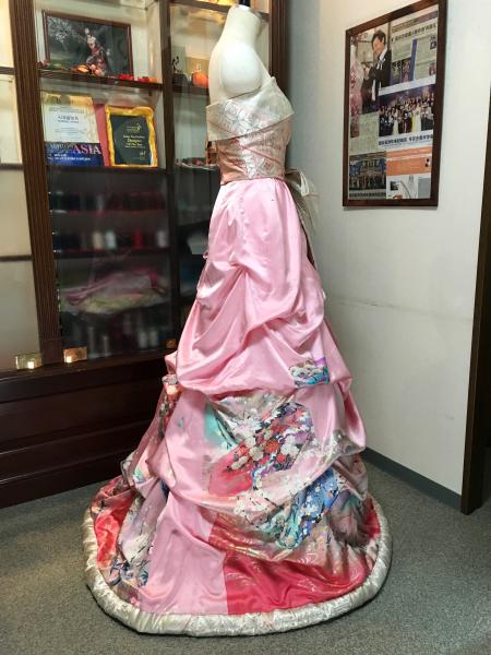 Kimono Dress Pink Furisode Obi [Floral,Fan]15