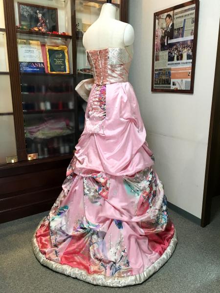 Kimono Dress Pink Furisode Obi [Floral,Fan]19