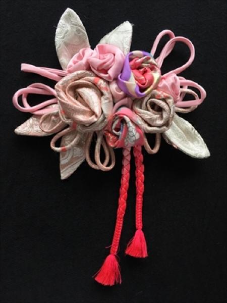 Kimono Dress Pink Furisode Obi [Floral,Fan]30