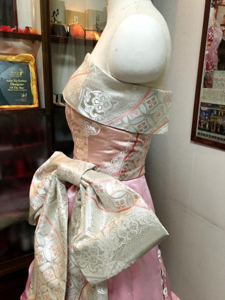 Kimono Dress Pink Furisode Obi [Floral,Fan]4