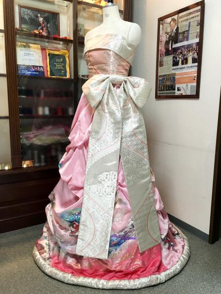 Kimono Dress Pink Furisode Obi [Floral,Fan]5