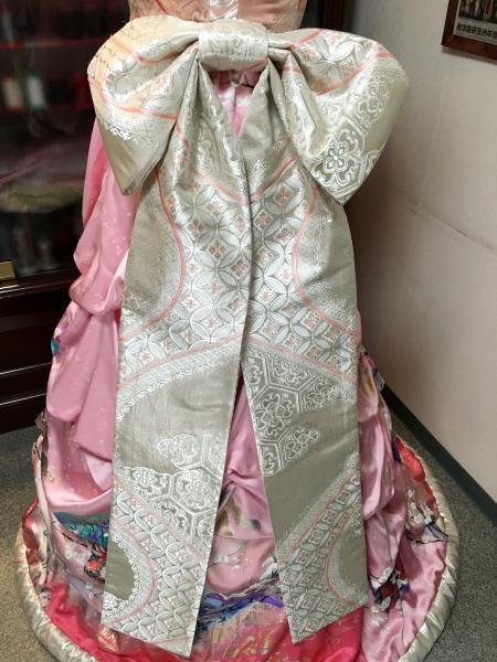Kimono Dress Pink Furisode Obi [Floral,Fan]7