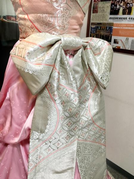 Kimono Dress Pink Furisode Obi [Floral,Fan]8