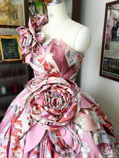 Kimono Dress Pink Furisode [Floral]17