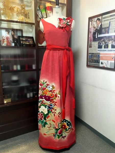 Kimono Dress Red Furisode [Floral]30