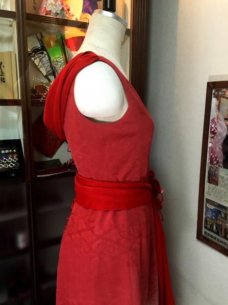 Kimono Dress Red Furisode [Floral]16