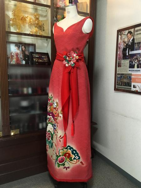 Kimono Dress Red Furisode [Floral]3