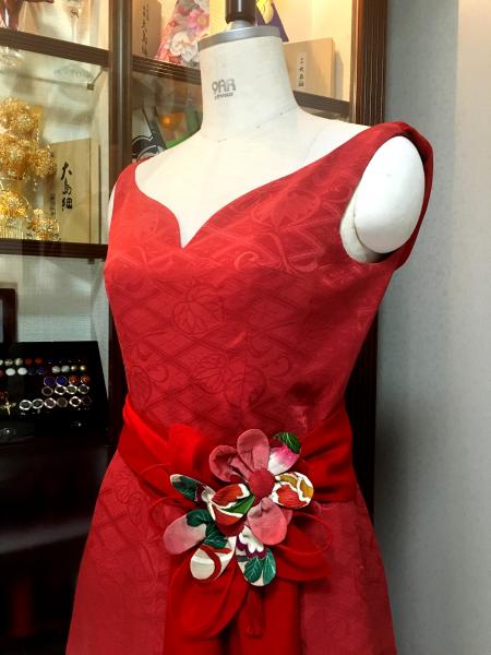 Kimono Dress Red Furisode [Floral]4