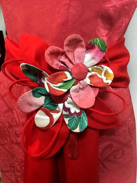 Kimono Dress Red Furisode [Floral]5