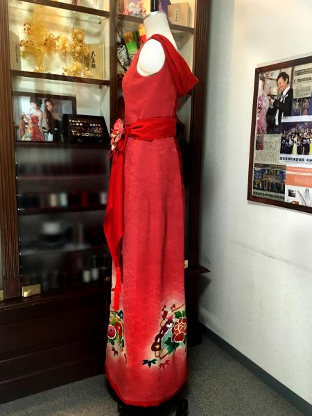 Kimono Dress Red Furisode [Floral]7