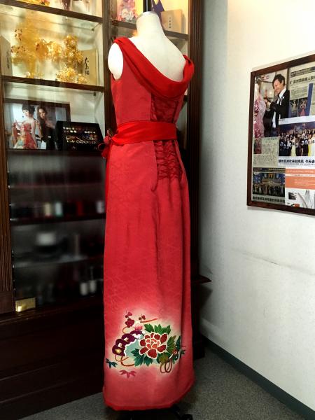 Kimono Dress Red Furisode [Floral]9