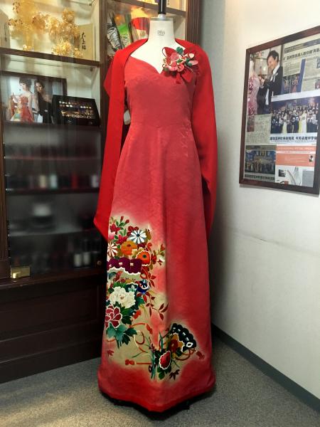 Kimono Dress Red Furisode [Floral]29