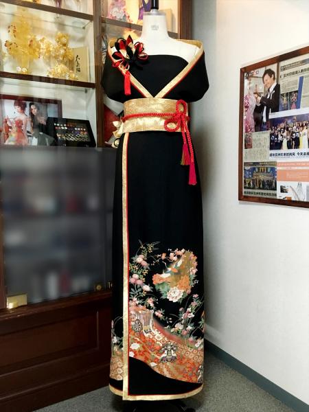 Kimono Dress Black Tomesode [Floral]1