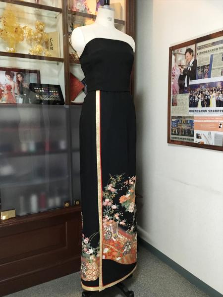 Kimono Dress Black Tomesode [Floral]32