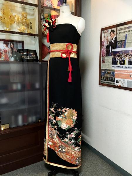 Kimono Dress Black Tomesode [Floral]25