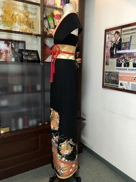 Kimono Dress Black Tomesode [Floral]15