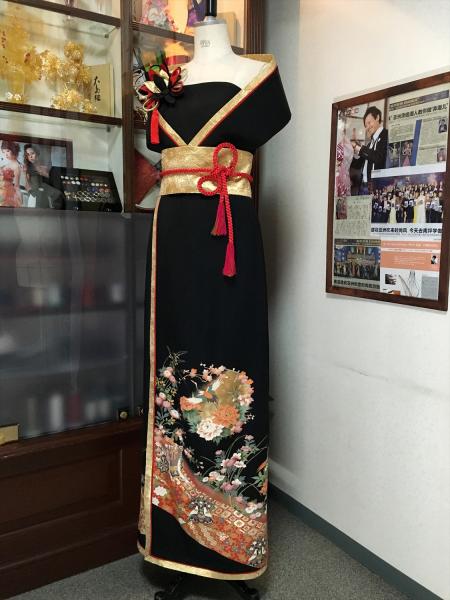 Kimono Dress Black Tomesode [Floral]17