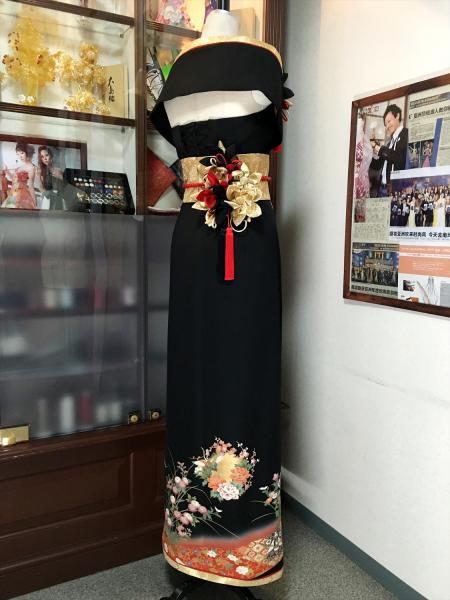 Kimono Dress Black Tomesode [Floral]8