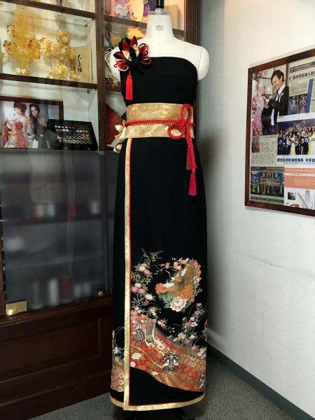 Kimono Dress Black Tomesode [Floral]19
