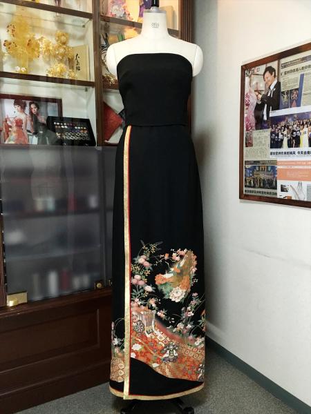 Kimono Dress Black Tomesode [Floral]30