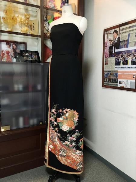 Kimono Dress Black Tomesode [Floral]31