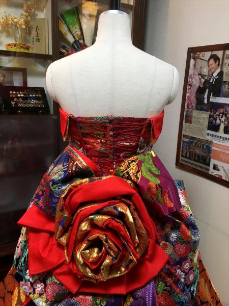 Kimono Dress Red Gold Uchikake [Floral]14