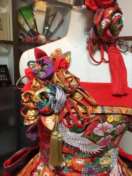 Kimono Dress Red Gold Uchikake [Floral]5