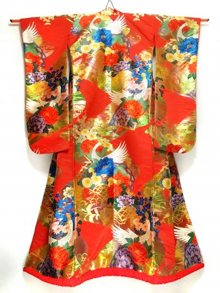 Kimono Dress Red Uchikake [Bird,Floral]21