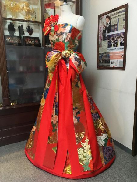 Kimono Dress Red Uchikake [Bird,Floral]3