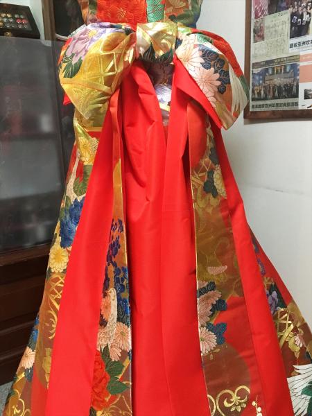Kimono Dress Red Uchikake [Bird,Floral]5