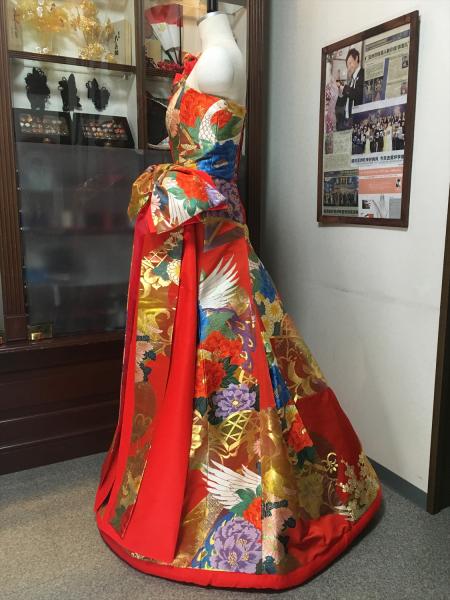 Kimono Dress Red Uchikake [Bird,Floral]6