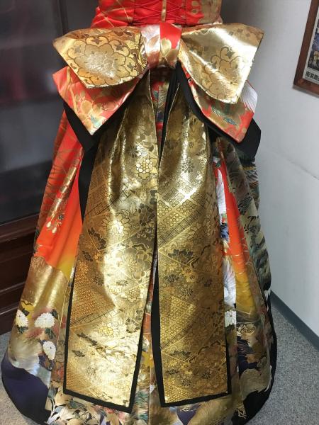 Kimono Dress Black Red Gold Uchikake [Crane]22