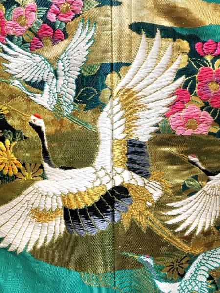 Kimono Dress Green Uchikake [Crane-Floral]32