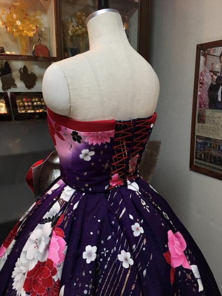 Kimono Dress Purple Furisode [Floral]13