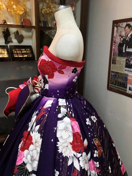 Kimono Dress Purple Furisode [Floral]15